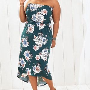 Strapless hi-low dress